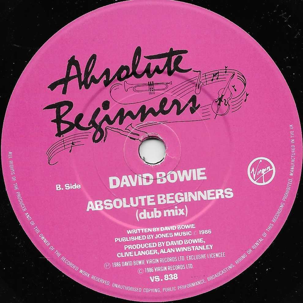 VS 838 Absolute beginners David Bowie from ITV, Channel 4 and Channel 5 library Label